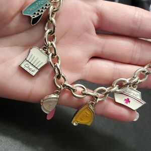Hallmark silver tone Thanks Mom charm bracelet 7.5-8"